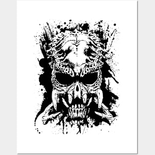 YAUTJA PREDATOR SKULL SPLATTER Posters and Art